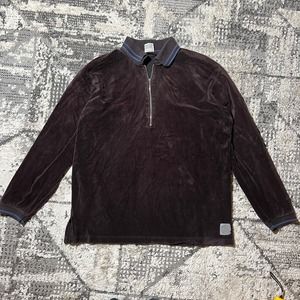 Vintage Levi's SilverTab 1/4 Zip Pullover velour Sweatshirt dark purple Size L